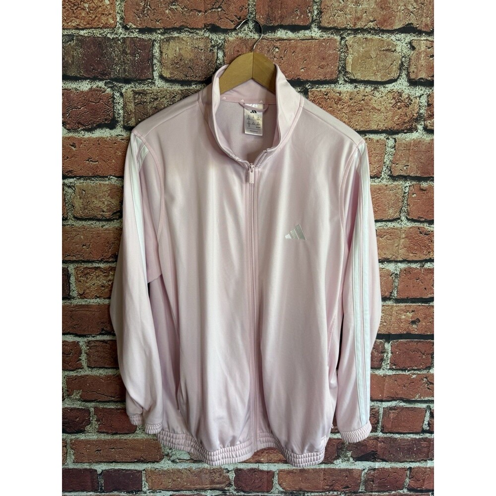 Adidas Womens Pink Full Zip Track Sweater Plus Size 2X Athletic